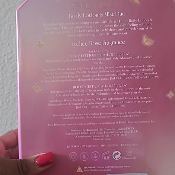 Paris Hilton Lychee Rose Body Lotion & Mist Gift Set - Pink - Picture 7 of 8